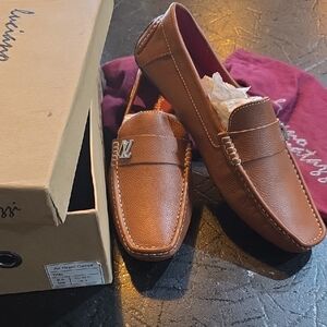 Brown Leather Slip-On Loafers